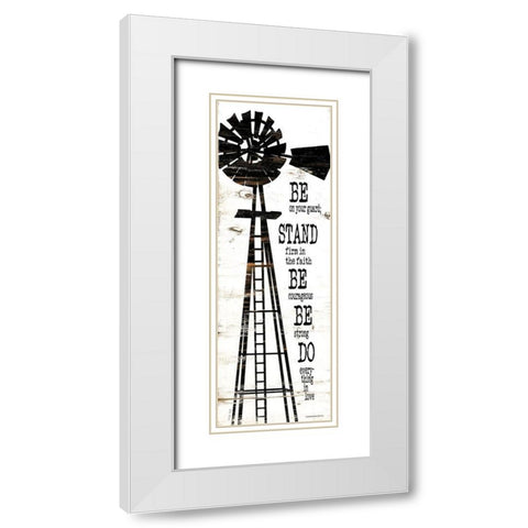 Windmill Be On Your Guard White Modern Wood Framed Art Print with Double Matting by Jacobs, Cindy