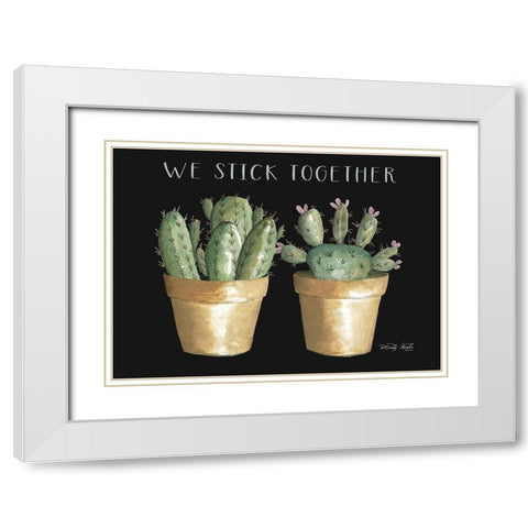 We Stick Together Cactus    White Modern Wood Framed Art Print with Double Matting by Jacobs, Cindy