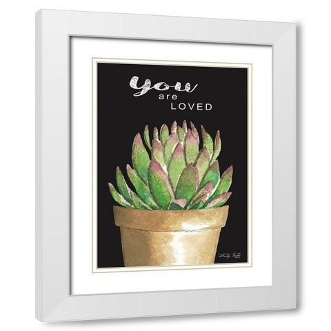 You Are Loved Cactus      White Modern Wood Framed Art Print with Double Matting by Jacobs, Cindy