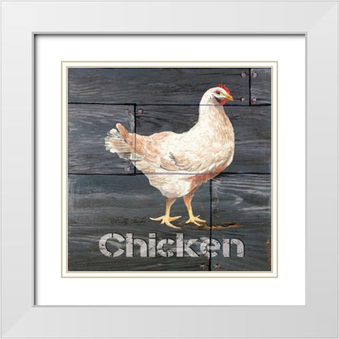 Chicken White Modern Wood Framed Art Print with Double Matting by Jacobs, Cindy