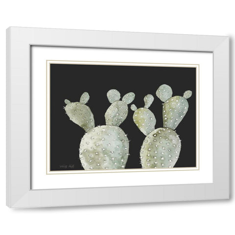 Happy Cactus II White Modern Wood Framed Art Print with Double Matting by Jacobs, Cindy