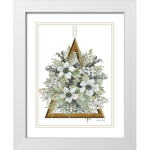 Geometric Triangle Muted Floral I White Modern Wood Framed Art Print with Double Matting by Jacobs, Cindy
