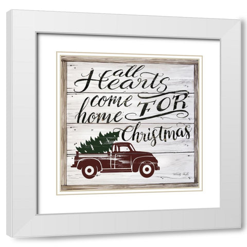 All Hearts Come Home   White Modern Wood Framed Art Print with Double Matting by Jacobs, Cindy