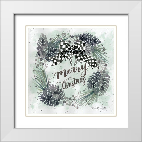 Merry Christmas    White Modern Wood Framed Art Print with Double Matting by Hallowell, Britt