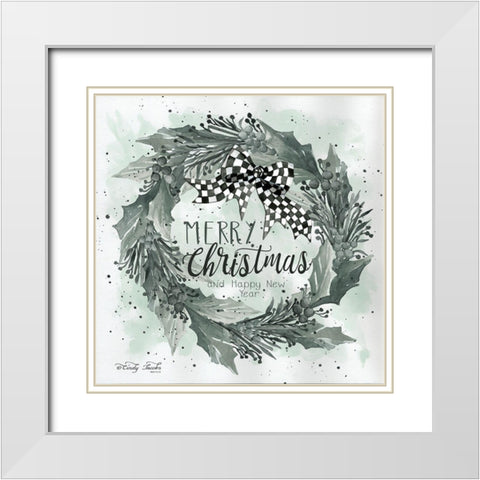 Merry Christmas and Happy New Year  White Modern Wood Framed Art Print with Double Matting by Hallowell, Britt