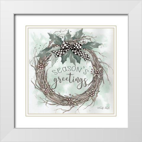Seasons Greetings  White Modern Wood Framed Art Print with Double Matting by Hallowell, Britt