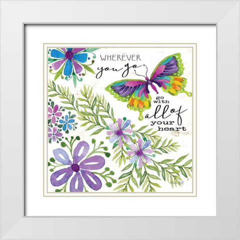 Wherever You Go White Modern Wood Framed Art Print with Double Matting by Jacobs, Cindy