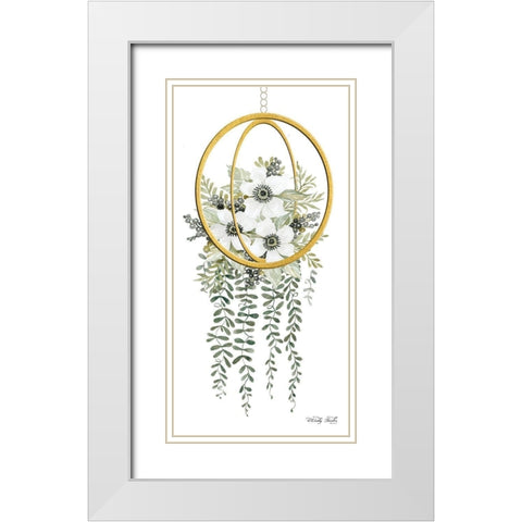 Gold Geometric Circle and Ivy   White Modern Wood Framed Art Print with Double Matting by Jacobs, Cindy