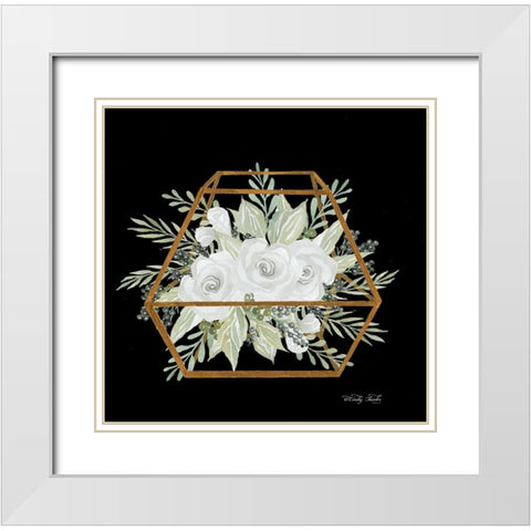 Gold Geometric Polygon White Modern Wood Framed Art Print with Double Matting by Jacobs, Cindy