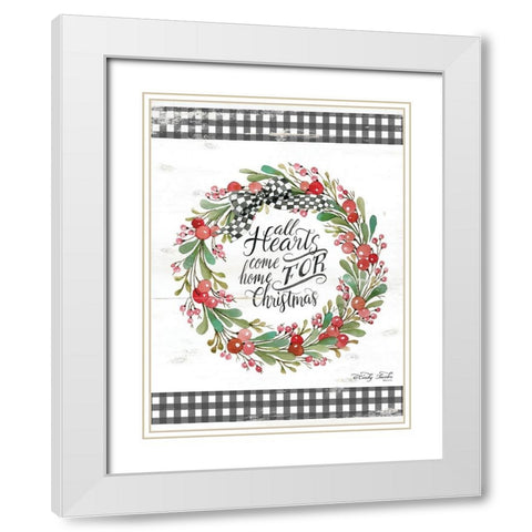 All Hearts Come Home For Christmas White Modern Wood Framed Art Print with Double Matting by Jacobs, Cindy