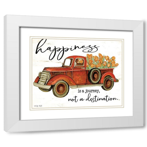 Happiness is a Journey  White Modern Wood Framed Art Print with Double Matting by Jacobs, Cindy
