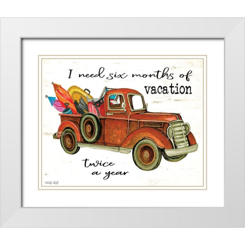 Vacation Truck White Modern Wood Framed Art Print with Double Matting by Jacobs, Cindy