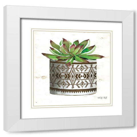 Mud Cloth Vase VI    White Modern Wood Framed Art Print with Double Matting by Jacobs, Cindy