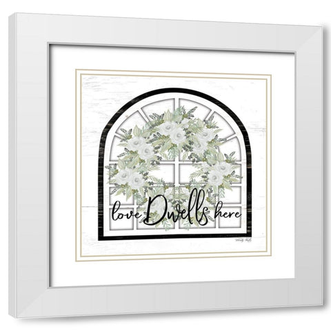 Love Dwells Here White Modern Wood Framed Art Print with Double Matting by Jacobs, Cindy