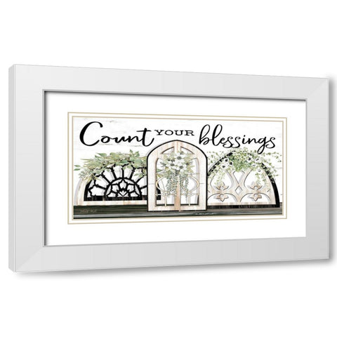 Count Your Blessings White Modern Wood Framed Art Print with Double Matting by Jacobs, Cindy