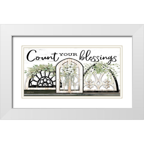 Count Your Blessings White Modern Wood Framed Art Print with Double Matting by Jacobs, Cindy
