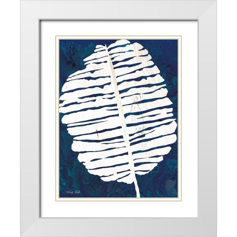 Navy Banana Leaf White Modern Wood Framed Art Print with Double Matting by Jacobs, Cindy