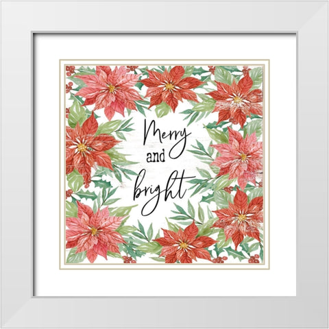 Merry and Bright    White Modern Wood Framed Art Print with Double Matting by Jacobs, Cindy