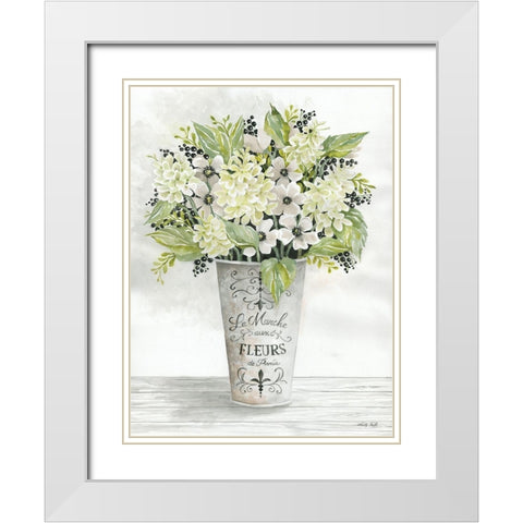 French Floral I  White Modern Wood Framed Art Print with Double Matting by Jacobs, Cindy