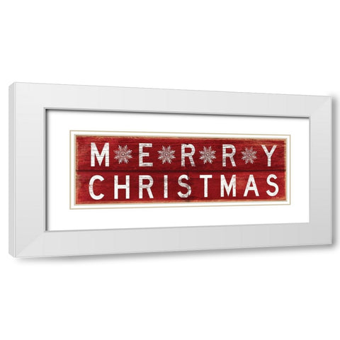 Merry Christmas White Modern Wood Framed Art Print with Double Matting by Jacobs, Cindy