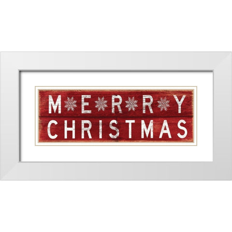 Merry Christmas White Modern Wood Framed Art Print with Double Matting by Jacobs, Cindy