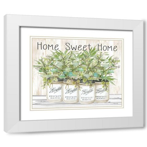 Home Sweet Home Ball Jars      White Modern Wood Framed Art Print with Double Matting by Jacobs, Cindy