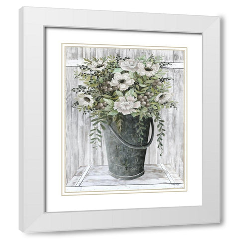 Galvanized Fleurs      White Modern Wood Framed Art Print with Double Matting by Jacobs, Cindy
