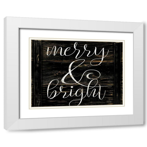 Merry And Bright    White Modern Wood Framed Art Print with Double Matting by Jacobs, Cindy