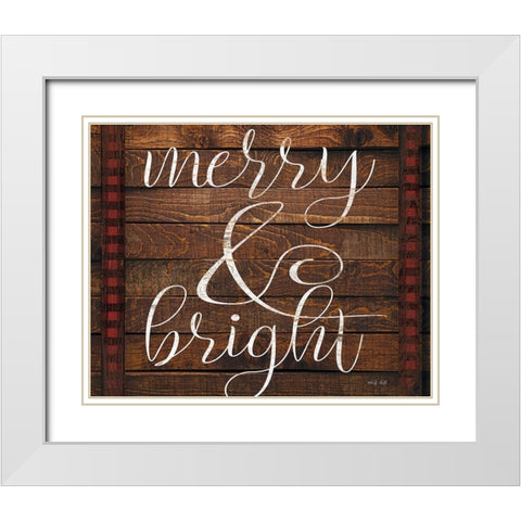 Merry and Bright    White Modern Wood Framed Art Print with Double Matting by Jacobs, Cindy