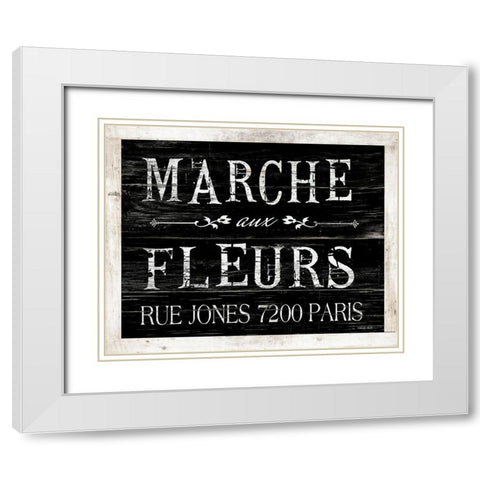 Fleurs Sign II White Modern Wood Framed Art Print with Double Matting by Jacobs, Cindy