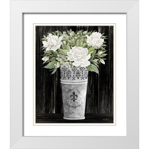 Punched Tin Floral III    White Modern Wood Framed Art Print with Double Matting by Jacobs, Cindy