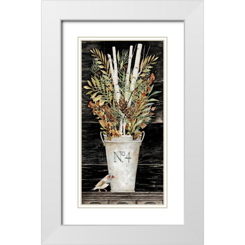 No. 4 Fall Flowers and Birch 1    White Modern Wood Framed Art Print with Double Matting by Jacobs, Cindy