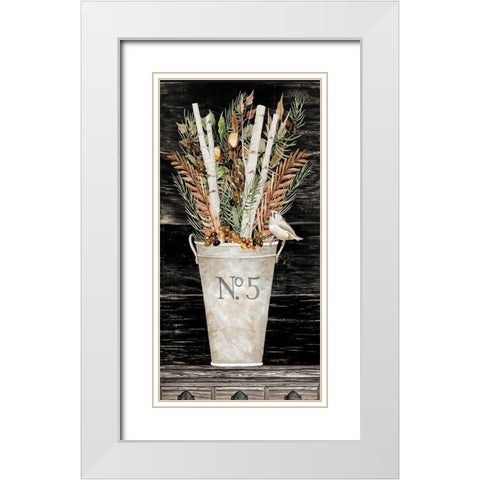 No. 5 Fall Flowers and Birch 2    White Modern Wood Framed Art Print with Double Matting by Jacobs, Cindy