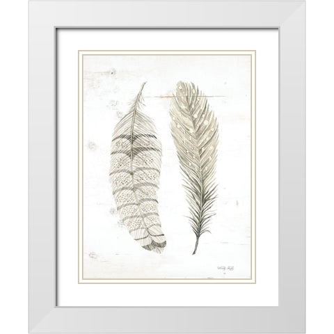 Feather I    White Modern Wood Framed Art Print with Double Matting by Jacobs, Cindy
