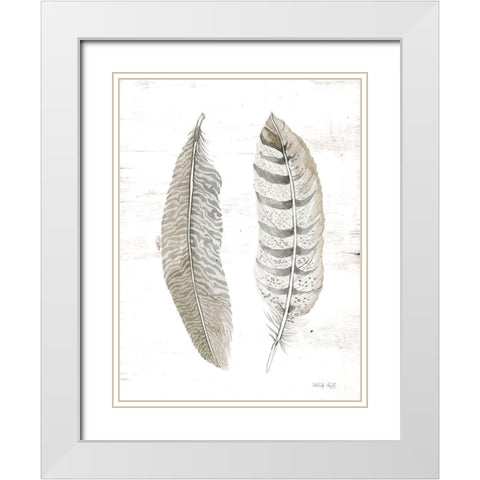 Feather II    White Modern Wood Framed Art Print with Double Matting by Jacobs, Cindy