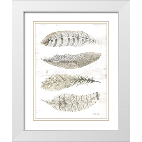 Feather Quad    White Modern Wood Framed Art Print with Double Matting by Jacobs, Cindy