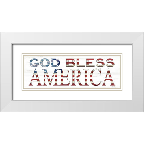 God Bless America    White Modern Wood Framed Art Print with Double Matting by Jacobs, Cindy