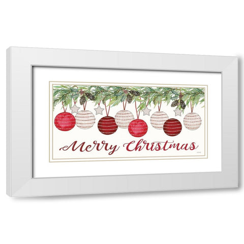 Merry Christmas White Modern Wood Framed Art Print with Double Matting by Jacobs, Cindy