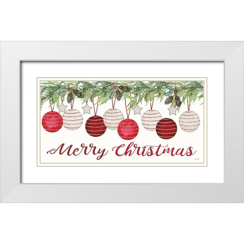 Merry Christmas White Modern Wood Framed Art Print with Double Matting by Jacobs, Cindy