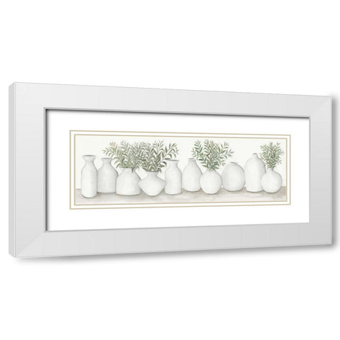 White Vases Still Life White Modern Wood Framed Art Print with Double Matting by Jacobs, Cindy