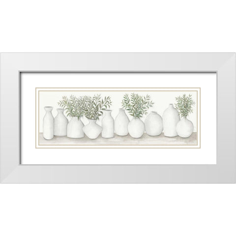 White Vases Still Life White Modern Wood Framed Art Print with Double Matting by Jacobs, Cindy