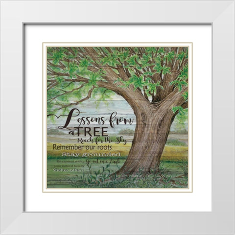 Lessons for a Tree White Modern Wood Framed Art Print with Double Matting by Jacobs, Cindy