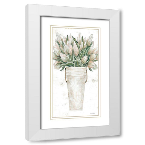 Blushing Tulips   White Modern Wood Framed Art Print with Double Matting by Jacobs, Cindy