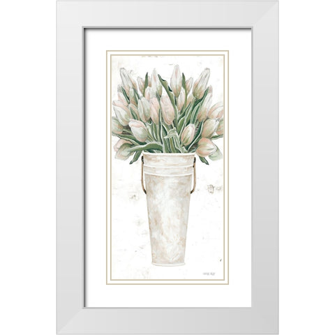 Blushing Tulips   White Modern Wood Framed Art Print with Double Matting by Jacobs, Cindy