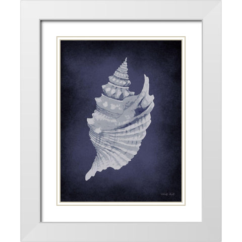 Blue Seashell I     White Modern Wood Framed Art Print with Double Matting by Jacobs, Cindy