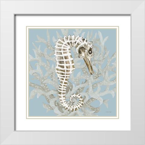Coral Seahorse I White Modern Wood Framed Art Print with Double Matting by Jacobs, Cindy