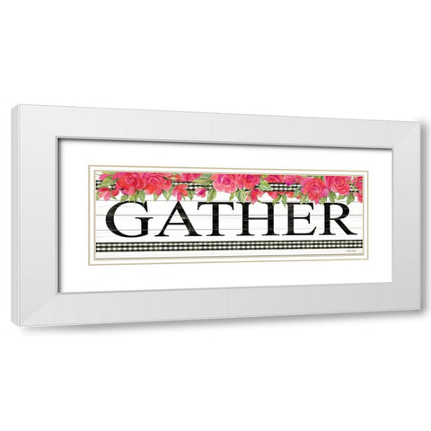 Fuchsia Gather White Modern Wood Framed Art Print with Double Matting by Jacobs, Cindy