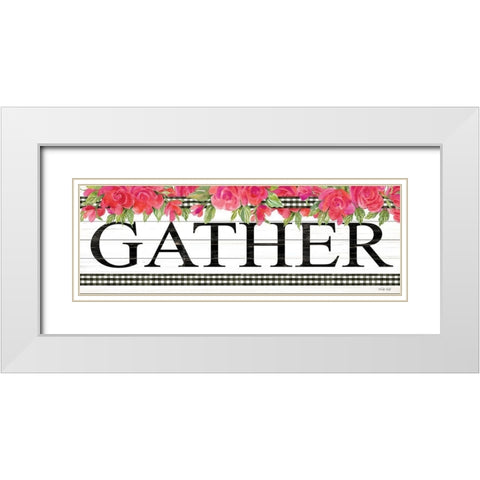 Fuchsia Gather White Modern Wood Framed Art Print with Double Matting by Jacobs, Cindy