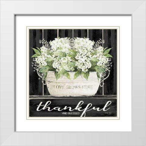 Thankful And Blessed White Modern Wood Framed Art Print with Double Matting by Jacobs, Cindy