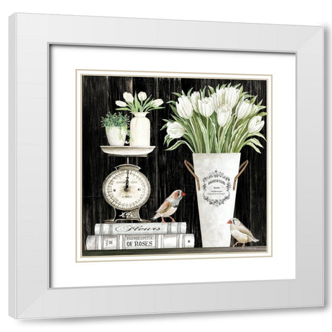 Tulips and Scales White Modern Wood Framed Art Print with Double Matting by Jacobs, Cindy